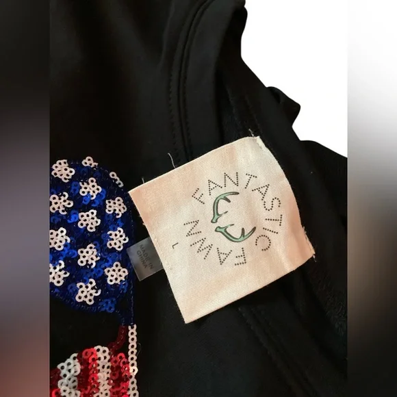 Fantastic Fawn patriotic sequin sunnies graphic tee oversized L - Picture 6 of 11